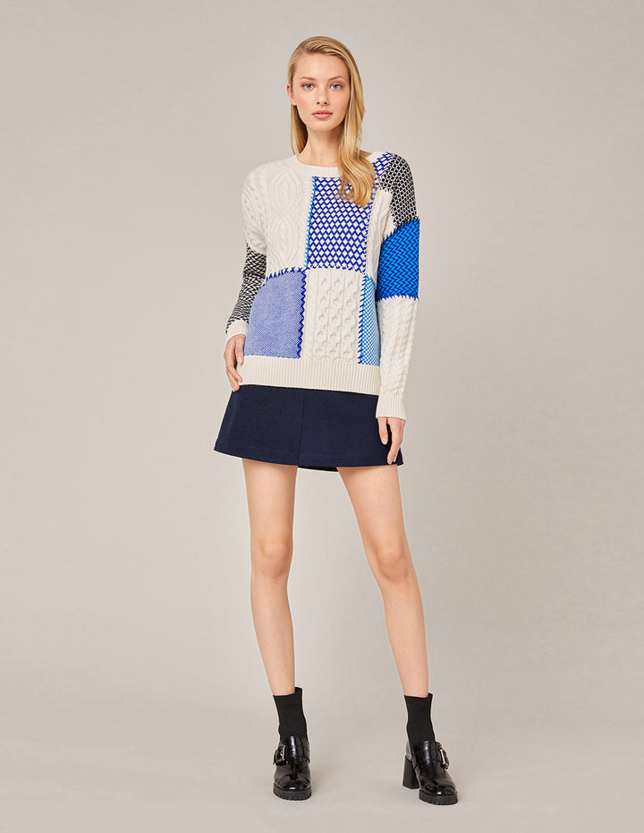 MARYLING STRETCH KNITTED A-LINE MINI SKIRT