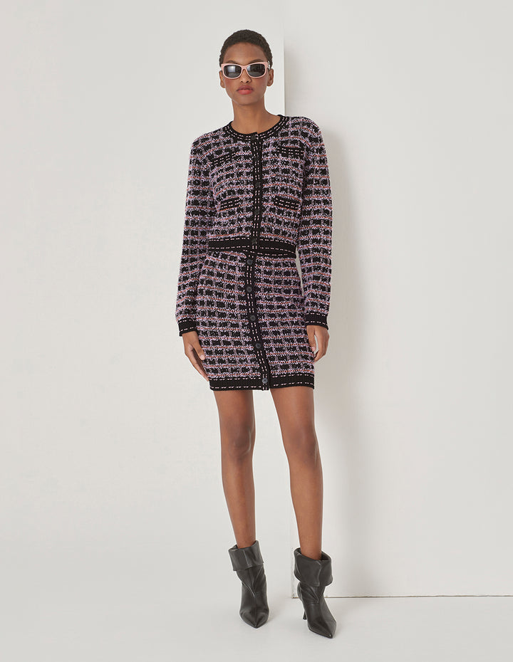 MARYLING Tweed Check Pattern Knit Skirt