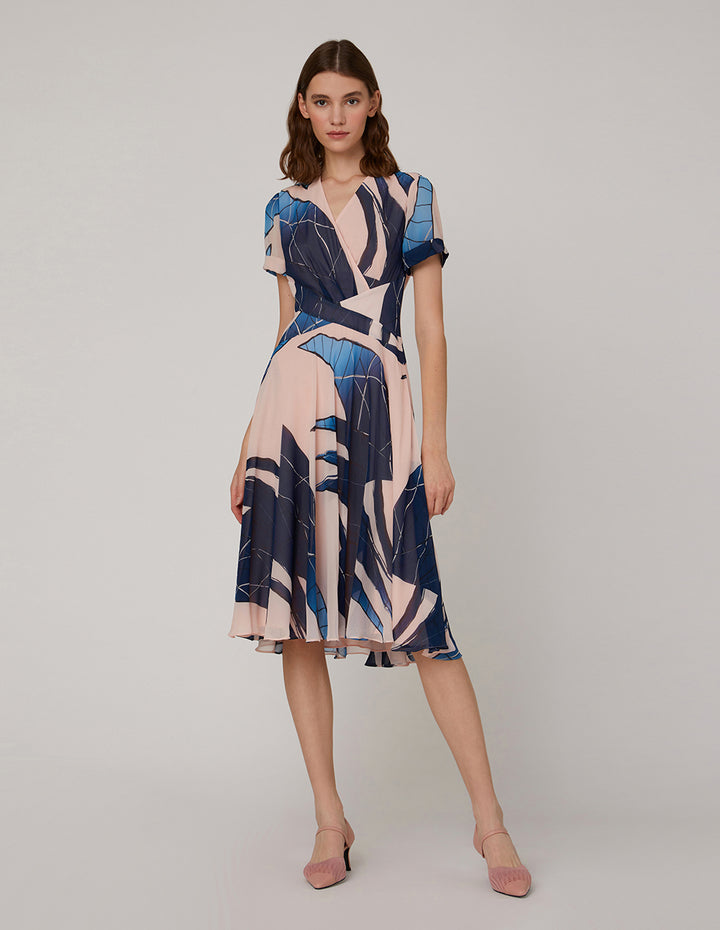 MARYLING Cross-split waist wavy dress