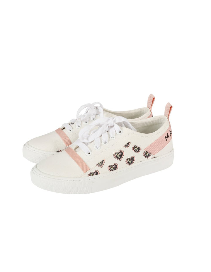 MARYLING Heart Avocado Printed Lace Up Canvas Sneakers