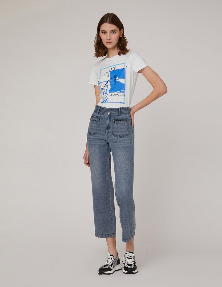 MARYLING Classic round neck logo short sleeve t-shirt