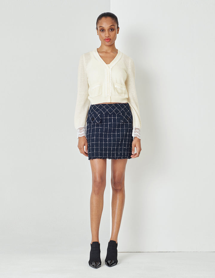 MARYLING Beige V-Neck Knitted Cardigan