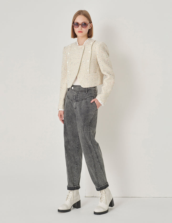 MARYLING Colourful Polka Dot Chest Side Decoration Design Round Swing Coat