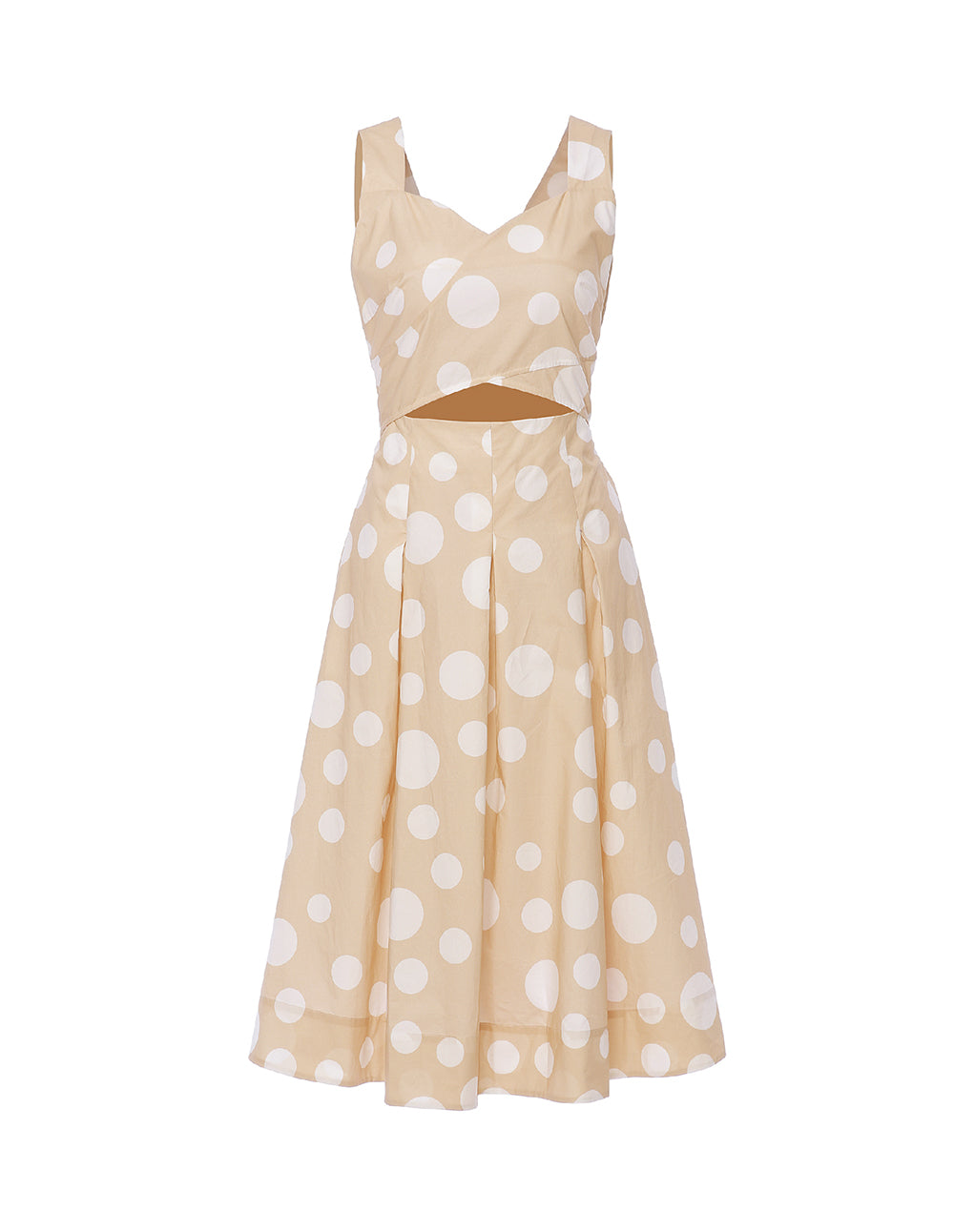 MARYLING Polka Dot Pattern Sleeveless A-Line Midi Dress