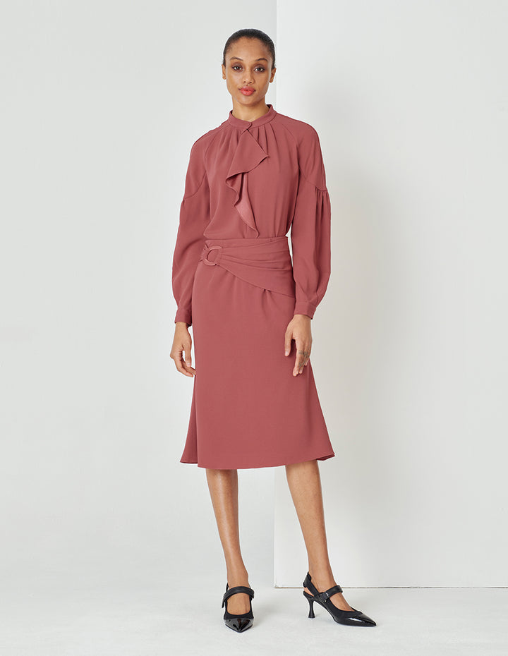 MARYLING Red Cut Bias Fishtail Skirt