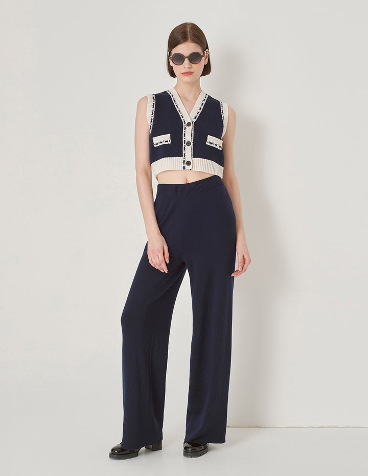 MARYLING Dark Blue Wool Knit Trousers