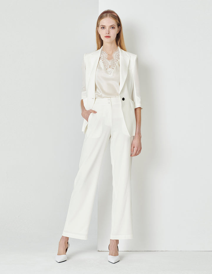 MARYLING High-End Ivory White Straight Suit Pants