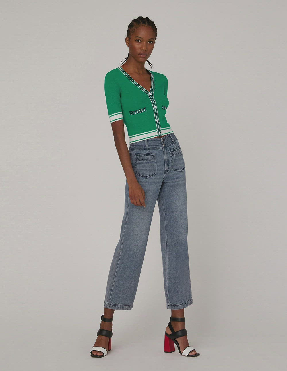 MARYLING Cactus green short sleeved cardigan