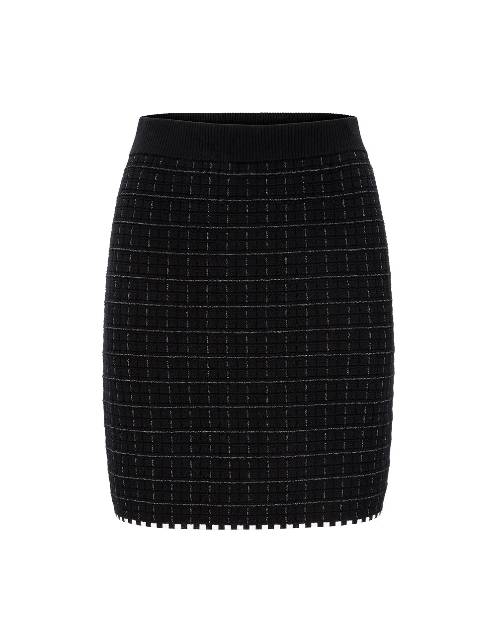 MARYLING Black And White Gingham Knit Skirt