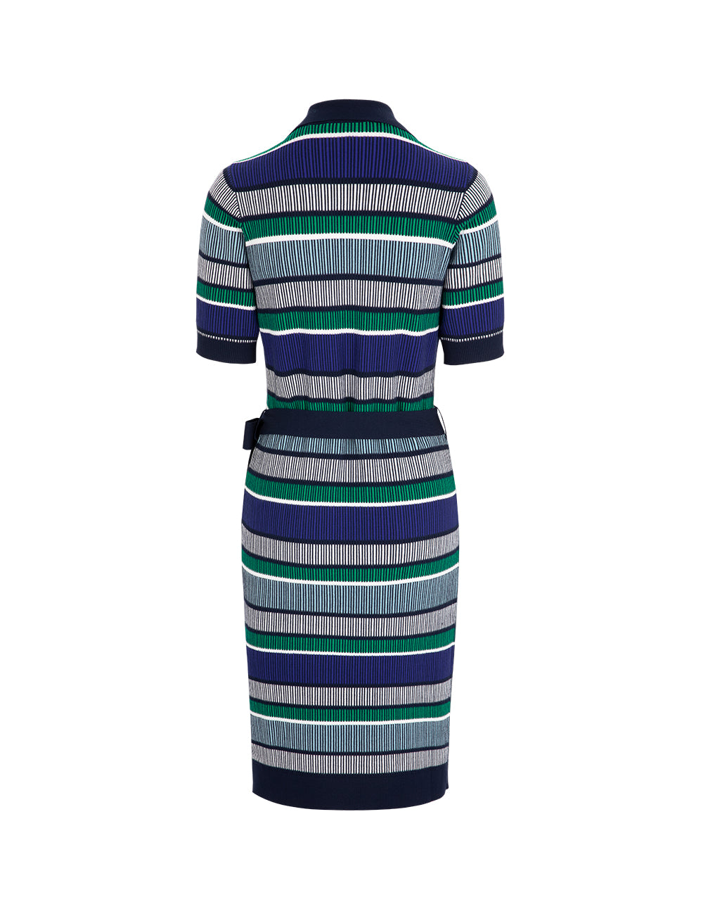 MARYLING Tonal Blue And Green Stripe Knitted Dress