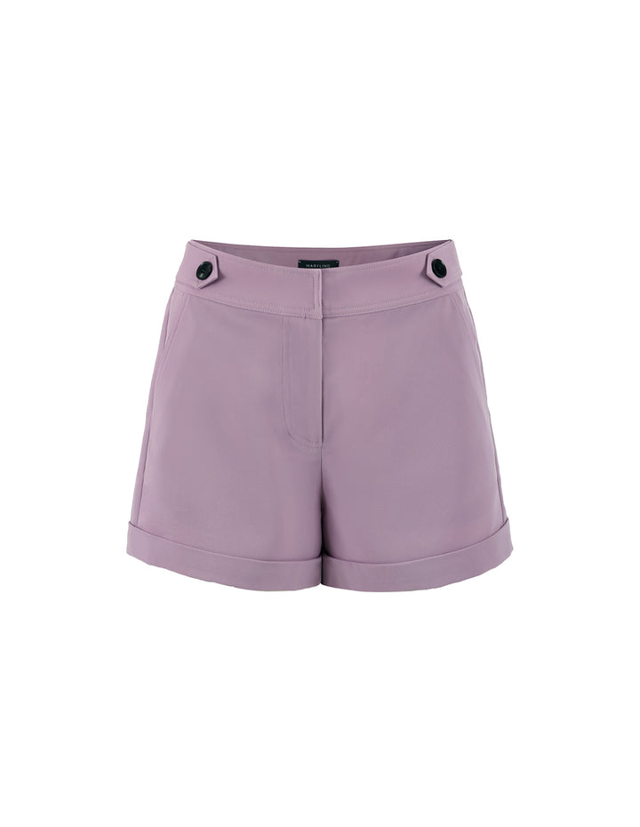 MARYLING CONTRAST BUTTON EMBELLISHED TWILL SHORTS