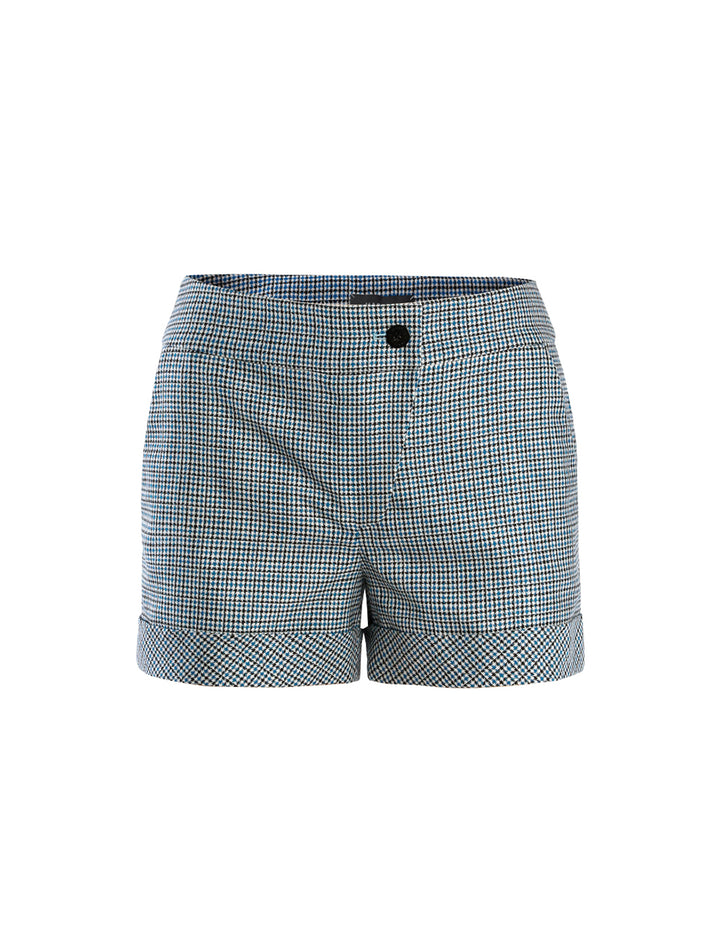 MARYLING Blue white blue houndstooth shorts