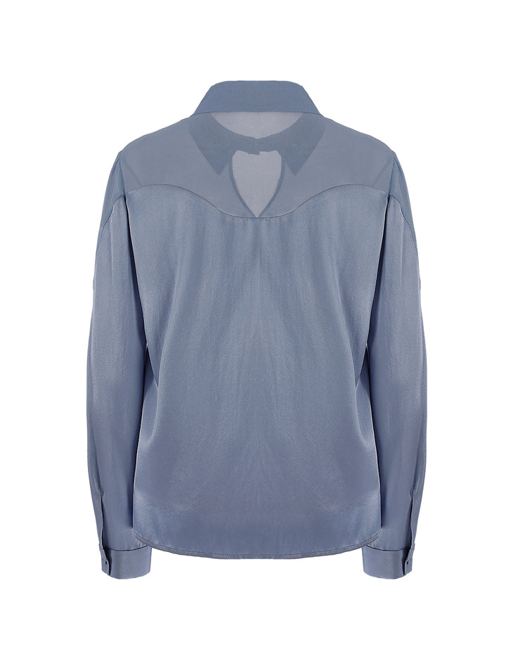 MARYLING SILK GEORGETTE COLLAR LONG SLEEVE SHIRT