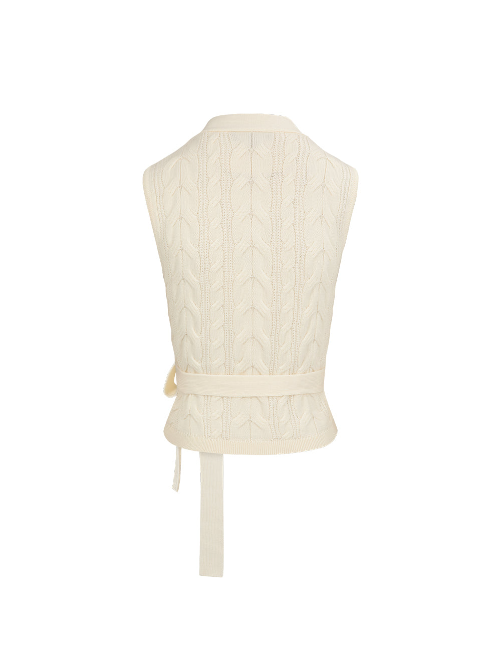 Maryling Off-White Cross Tie Wool Vest