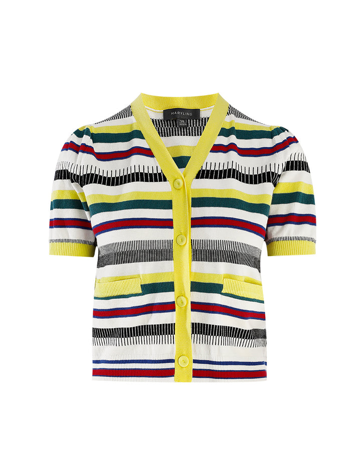 MARYLING V-Neck Striped Cropped Cardigan