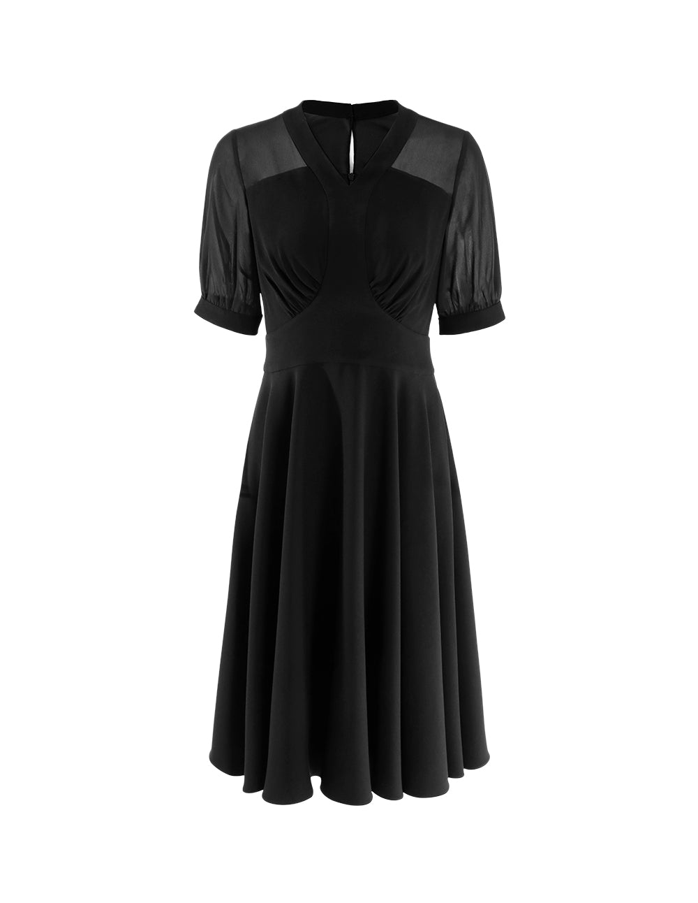 MARYLING Splicing Black Pleated Dress