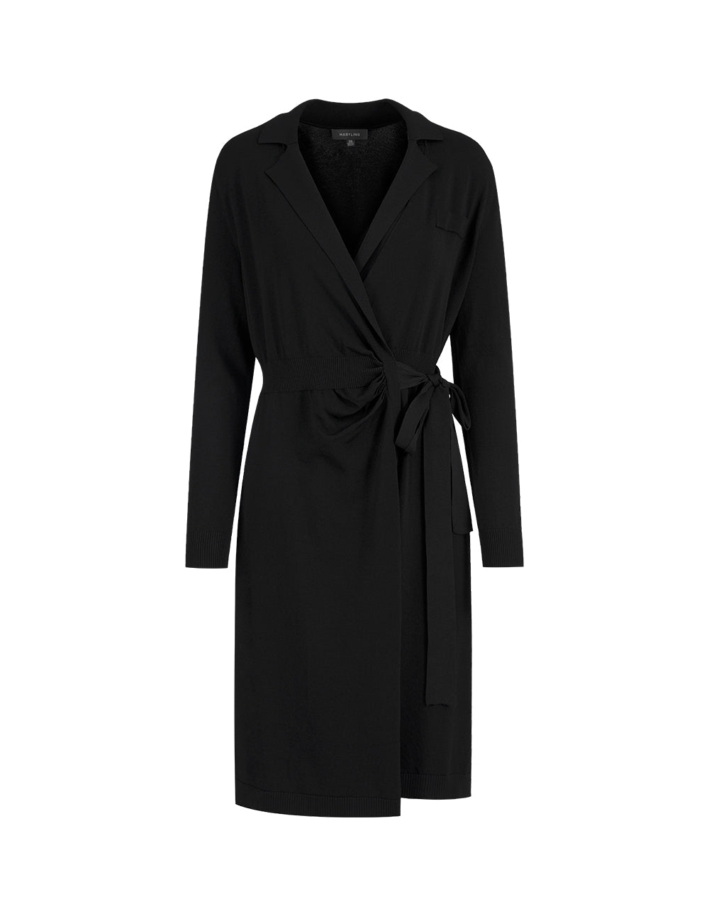 MARYLING Black Suit Collar Knitted Dress
