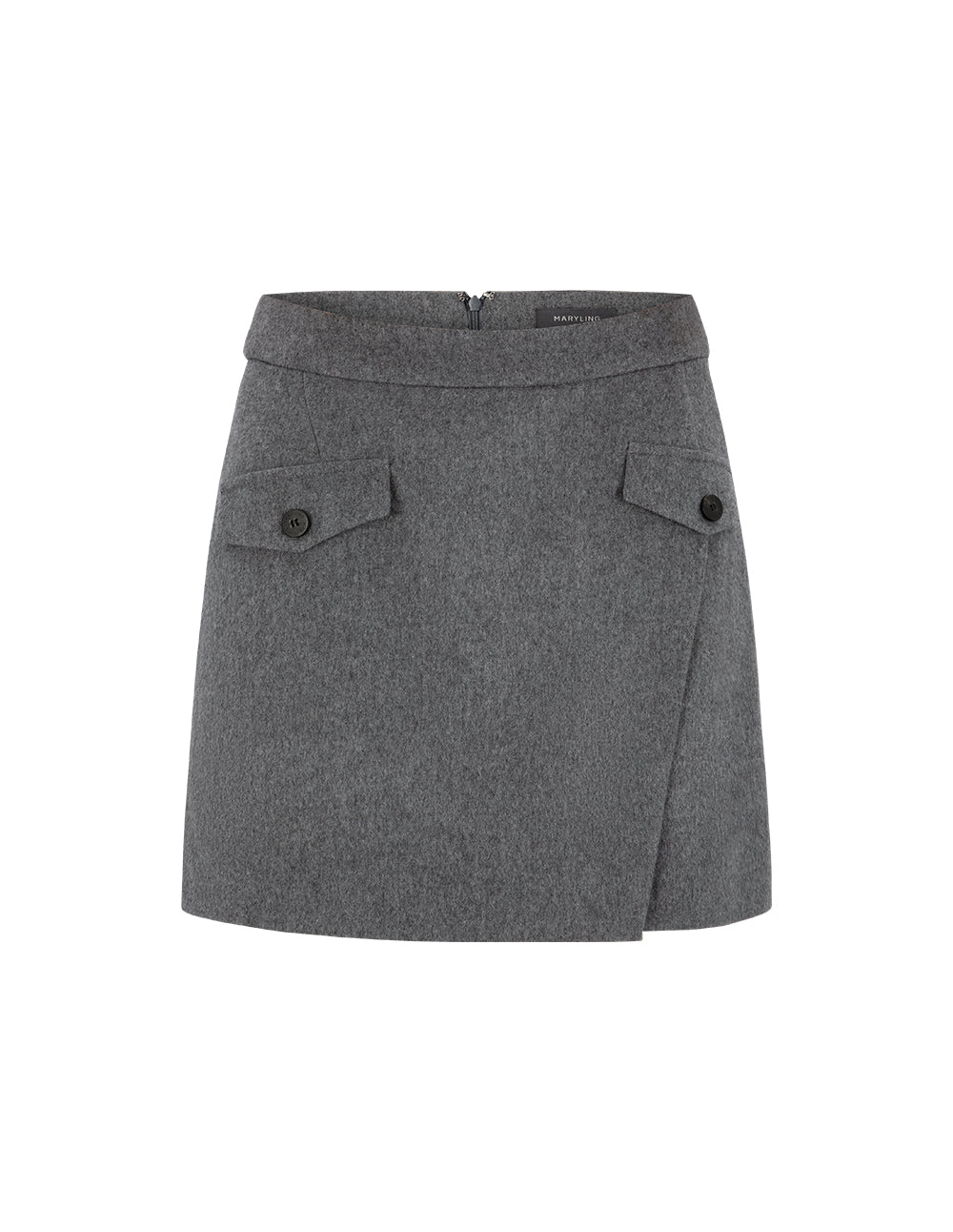 MARYLING Gray Contrast Button Detail Small A Skirt