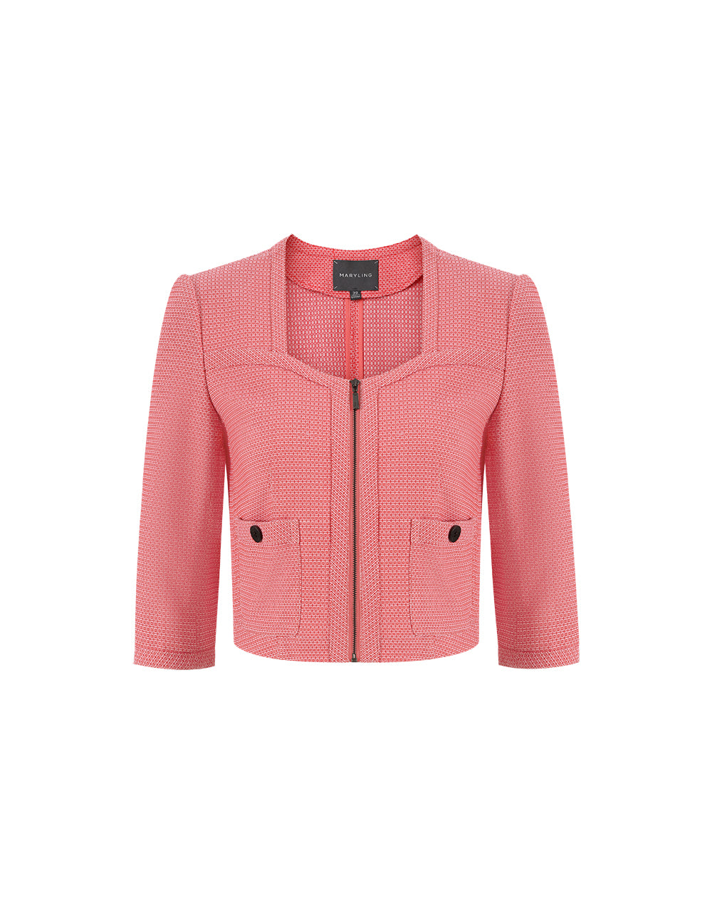 MARYLING Pink zigzag zip through short sleeve jacket