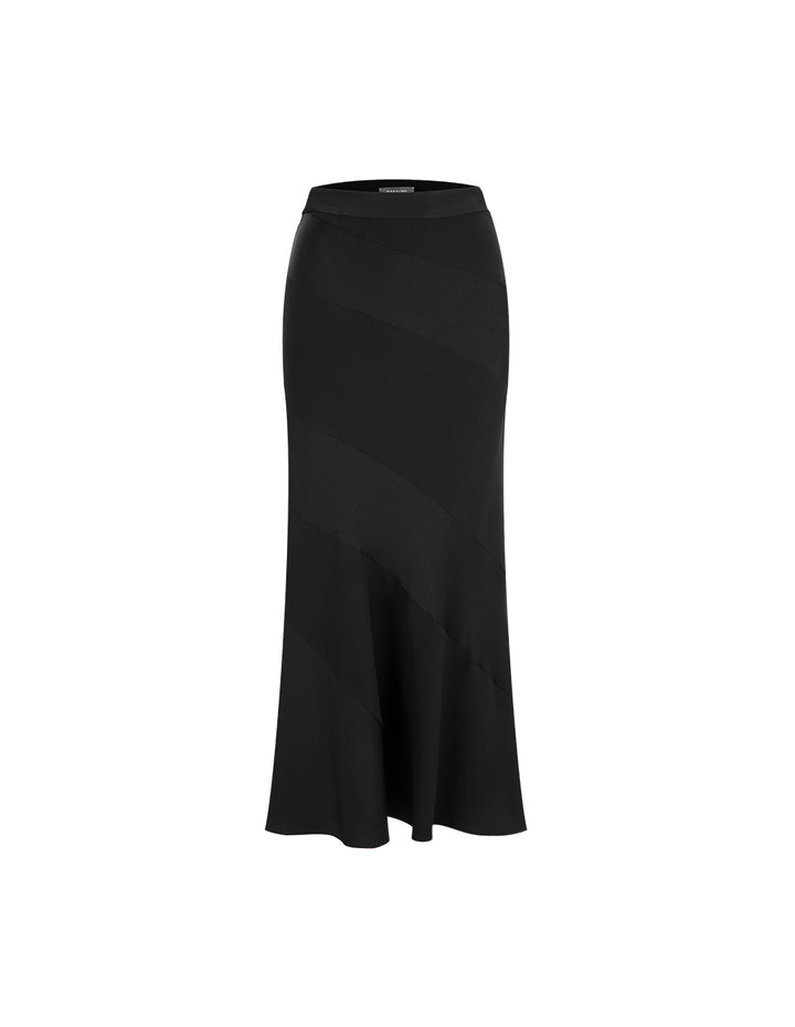 MARYLING Black Patchwork Fishtail Skirt