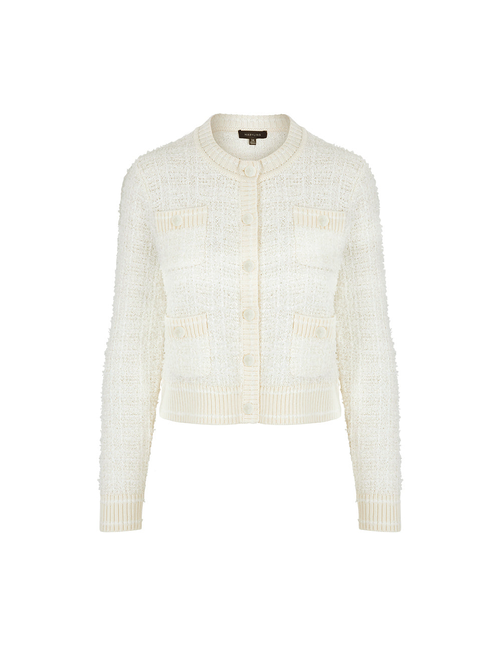 MARYLING Round Neck Dark Pattern Knitted Cardigan