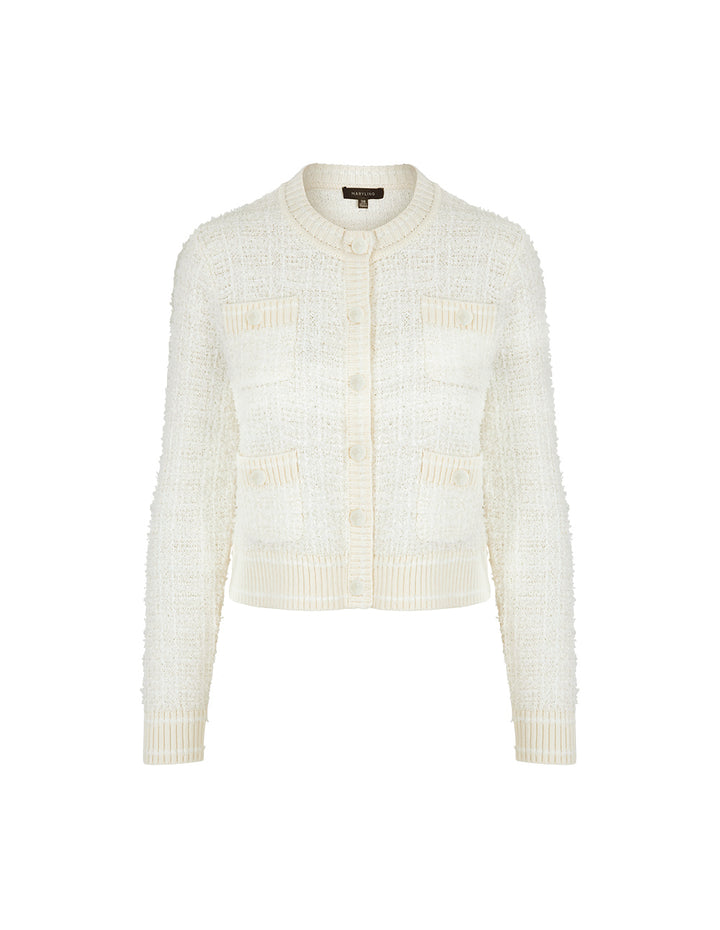 MARYLING Round Neck Dark Pattern Knitted Cardigan