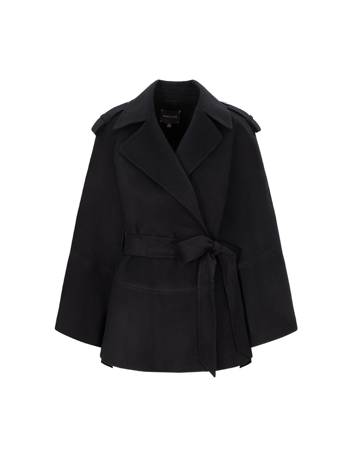 MARYLING Black Fashion Ladies Shawl Cape Coat