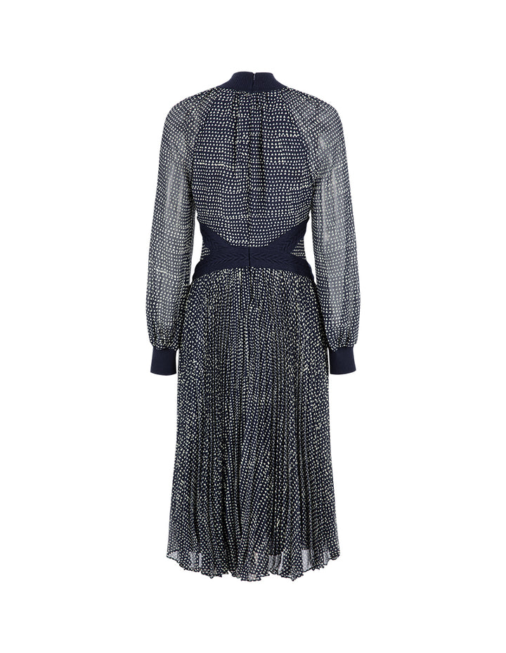 MARYLING Turtleneck Knit Woven Dress