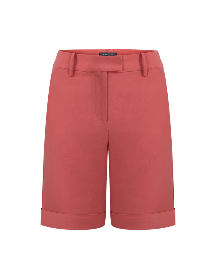 MARYLING Coral Orange Bermuda Shorts
