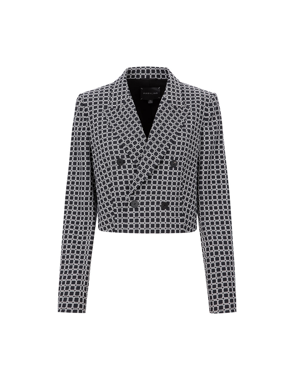 MARYLING Black And White Plaid Retro Cropped Blazer