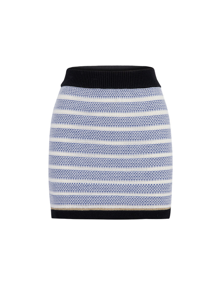MARYLING Blue And White Striped Knitted Skirt