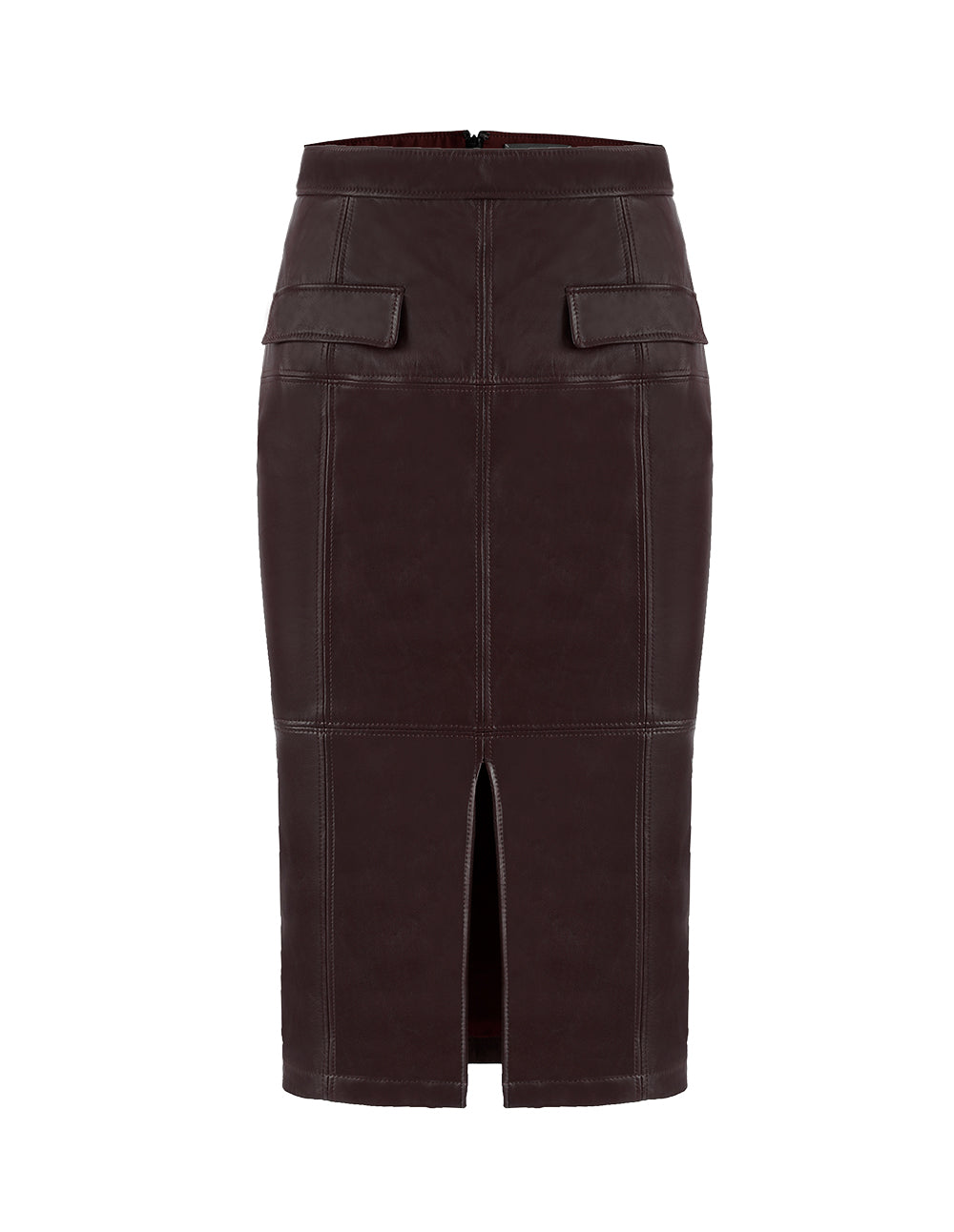 MARYLING LEATHER MIDI PENCIL SKIRT