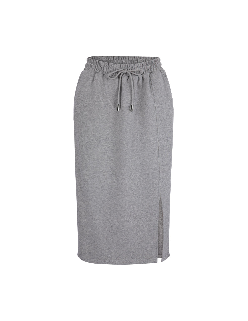 MARYLING Gray Sweatshirt Material Slit Straight Skirt