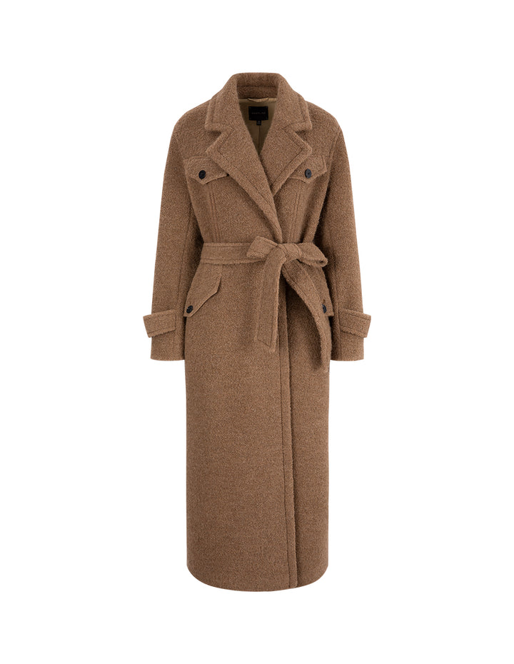 MARYLING Camel Lapel Contrast Button Coat