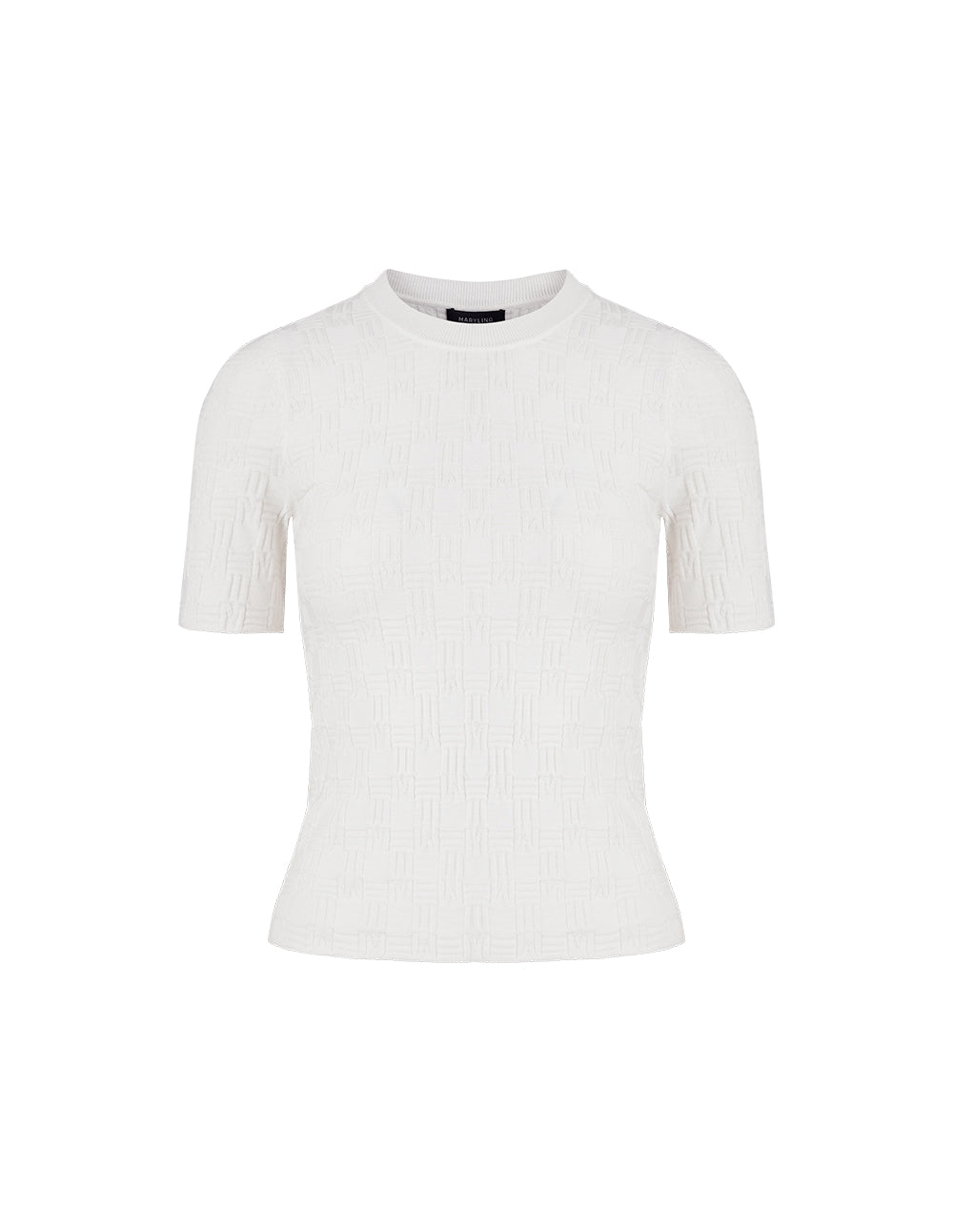 MARYLING Beige Round Neck Short-Sleeved Knitted Top