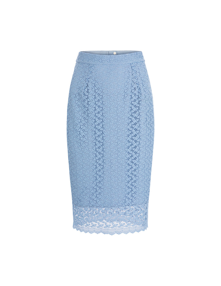 MARYLING Water Wave Blue Straight Body Package Hip Lace Skirt