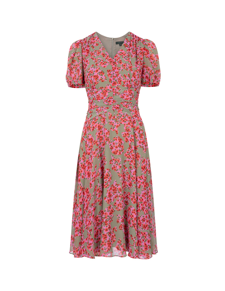 MARYLING V-Neck Bubble Short-Sleeved Dress