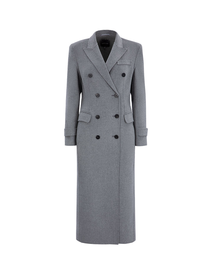 MARYLING Gray Suit Collar Double-Sided Woolen Long Coat