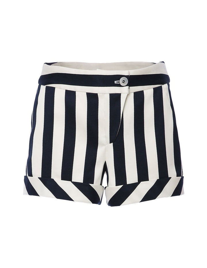 MARYLING Chic Strip Pattern Slim Fit Shorts