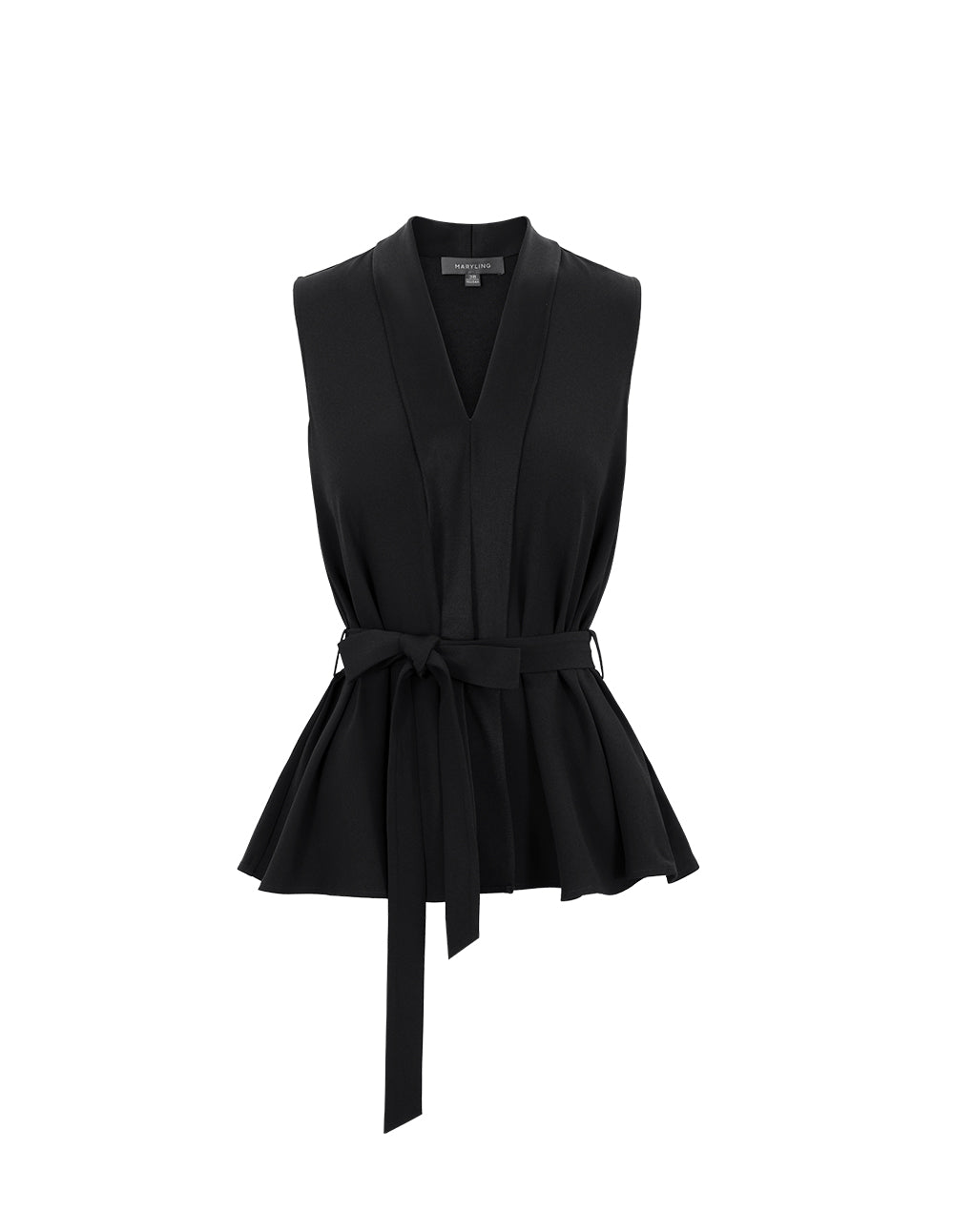 MARYLING Black A-Line Tie-Waist Top