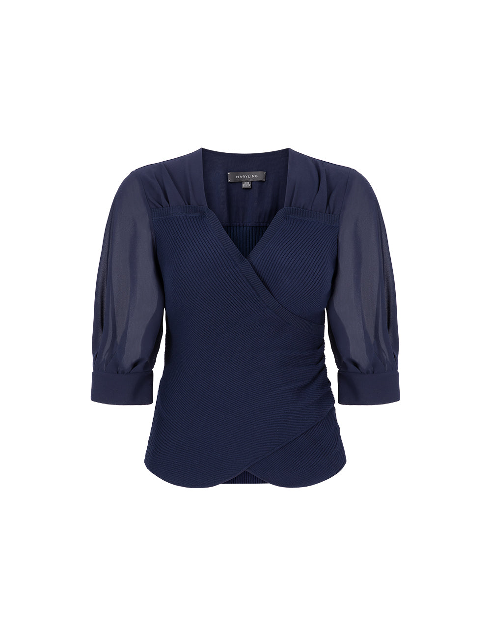 MARYLING Midnight Blue V-Neck Needle Pullover