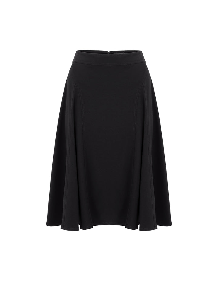 MARYLING Black Curve-Cut Bright Line Detail Skirt