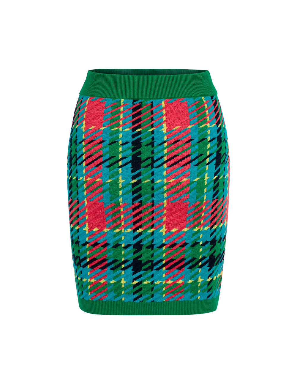 MARYLING Colourful  Plaid Knitted Skirt