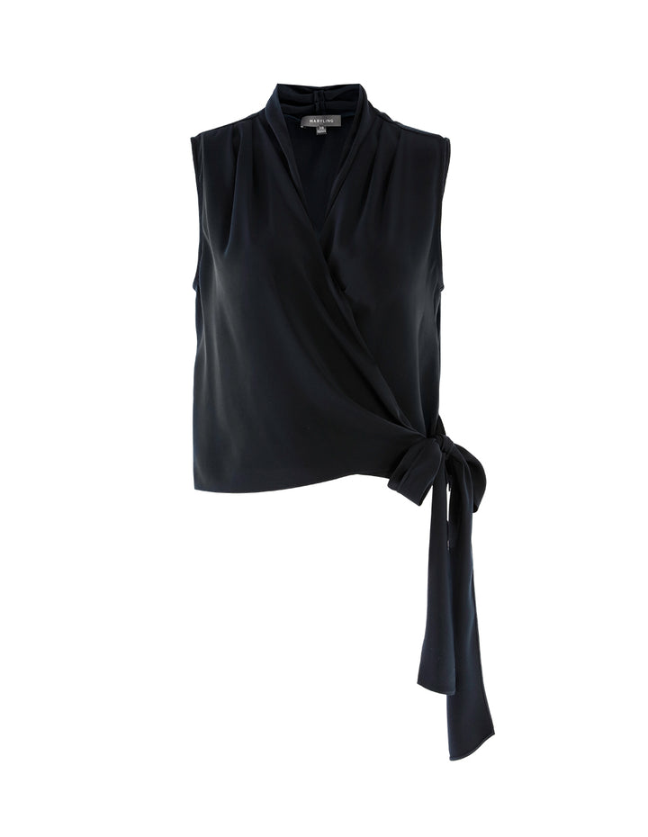 MARYLING Pleated V-Neck Sleeveless Top