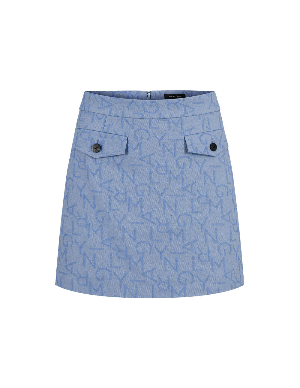MARYLING A-Line Light Blue With Buttons Denim Skirt