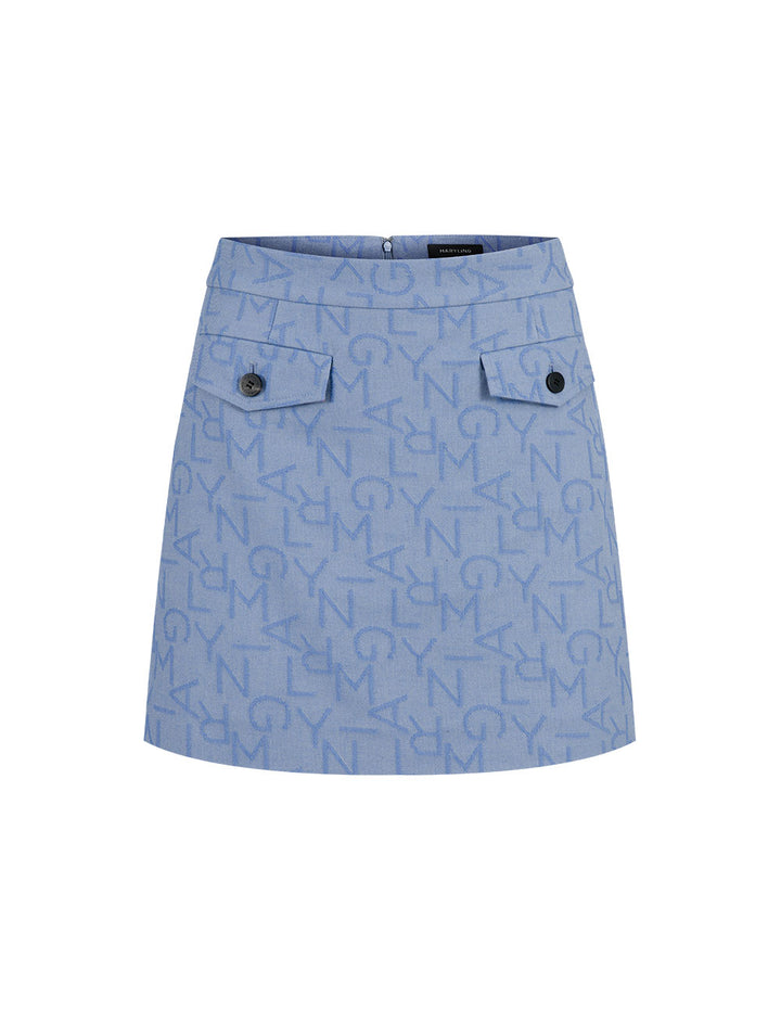 MARYLING A-Line Light Blue With Buttons Denim Skirt