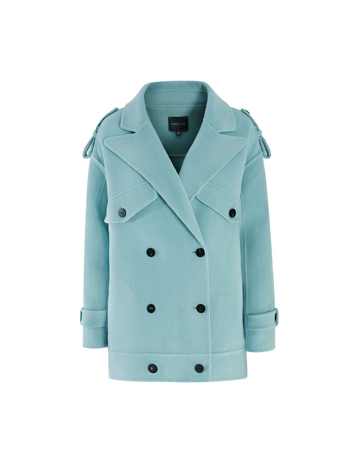 MARYLING Aqua blue double-breasted lapel coat