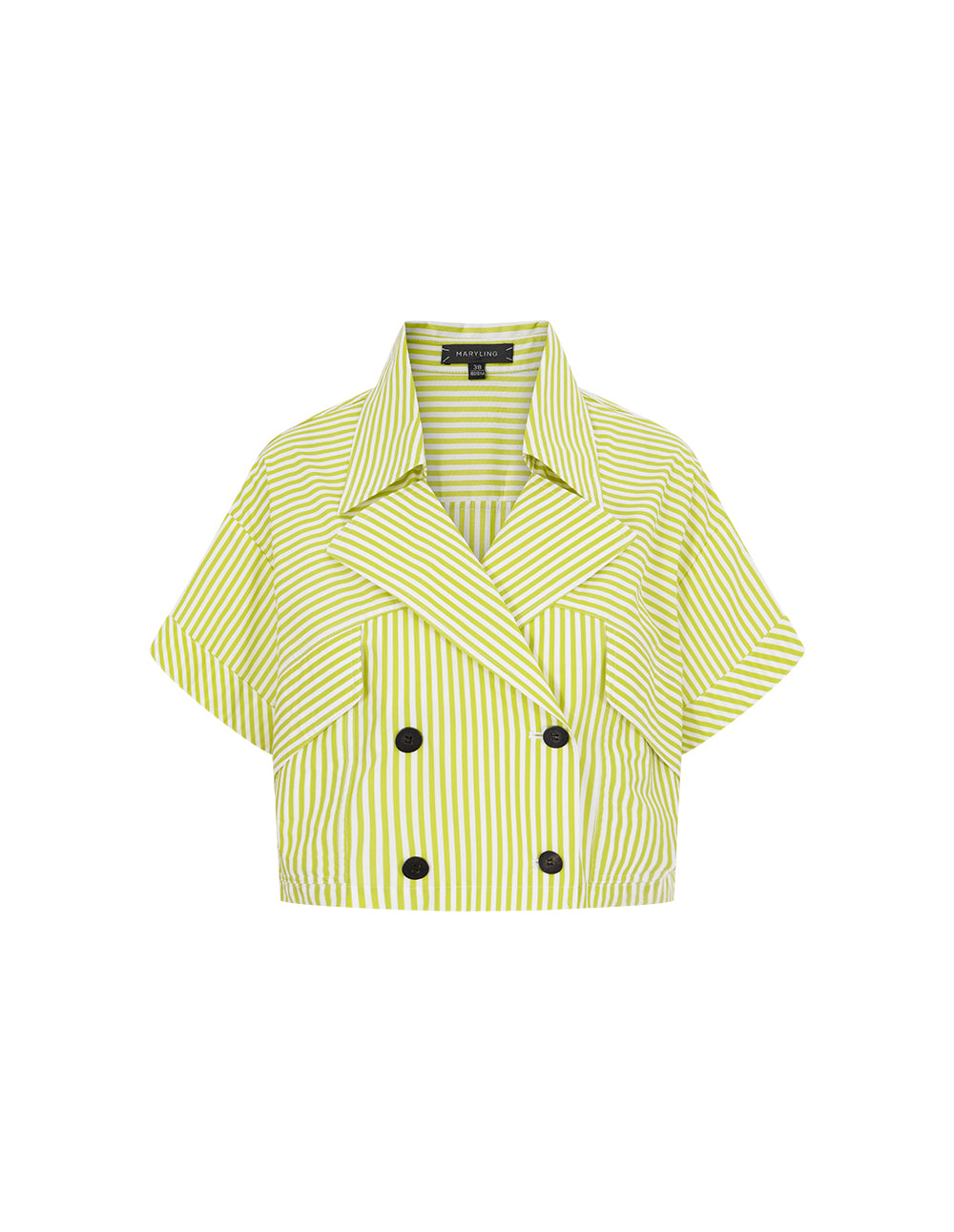 MARYLING Yellow And White Striped Lapel Blouse