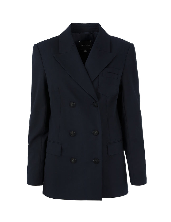 MARYLING Peak-Lapel Double-Breasted Slim-Fit Blazer