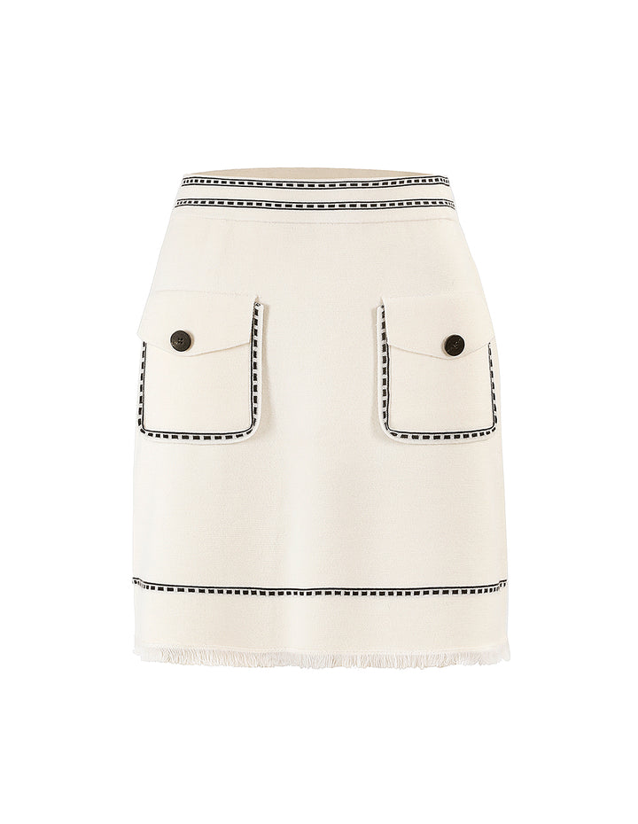 MARYLING CONTRAST STICTHING KNITTED SKIRT